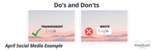 Side-by-side example of a transparent logo over sunset vs white logo