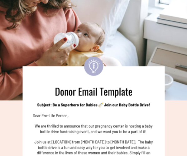 Donor email snip