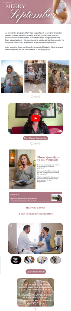 Merry September is a 9 month donor facing pro-life campaign. Walk with Mary as she faces timeless struggles.