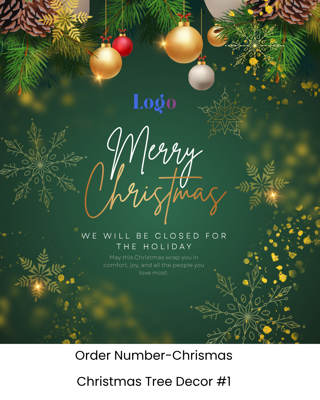 Template Order Number Generic Holiday Closure Christmas